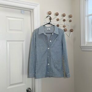 Lacoste - Classic Button Down Shirt Jacket Shajacket Vertical Striped Navy Small